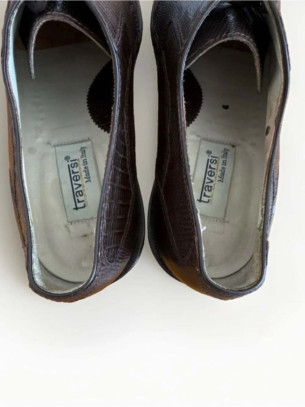 Traversi Vintage Handmade in Italy Genuine Teju Lizard 3-Eyelet Derby Dress Shoe
